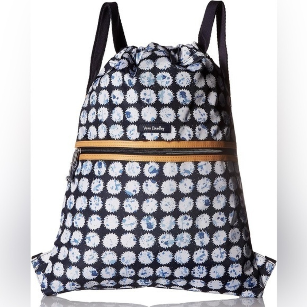 Vera Bradley Splash Dot Lighten Up Backsack Boho Watercolor Drawstring Backpack